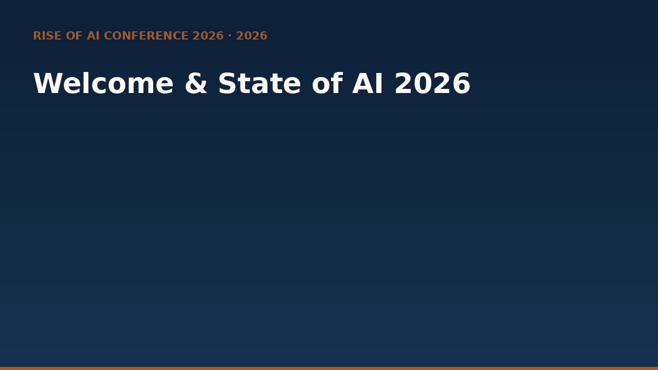 Fabian Westerheide opening the Rise of AI Conference 2026